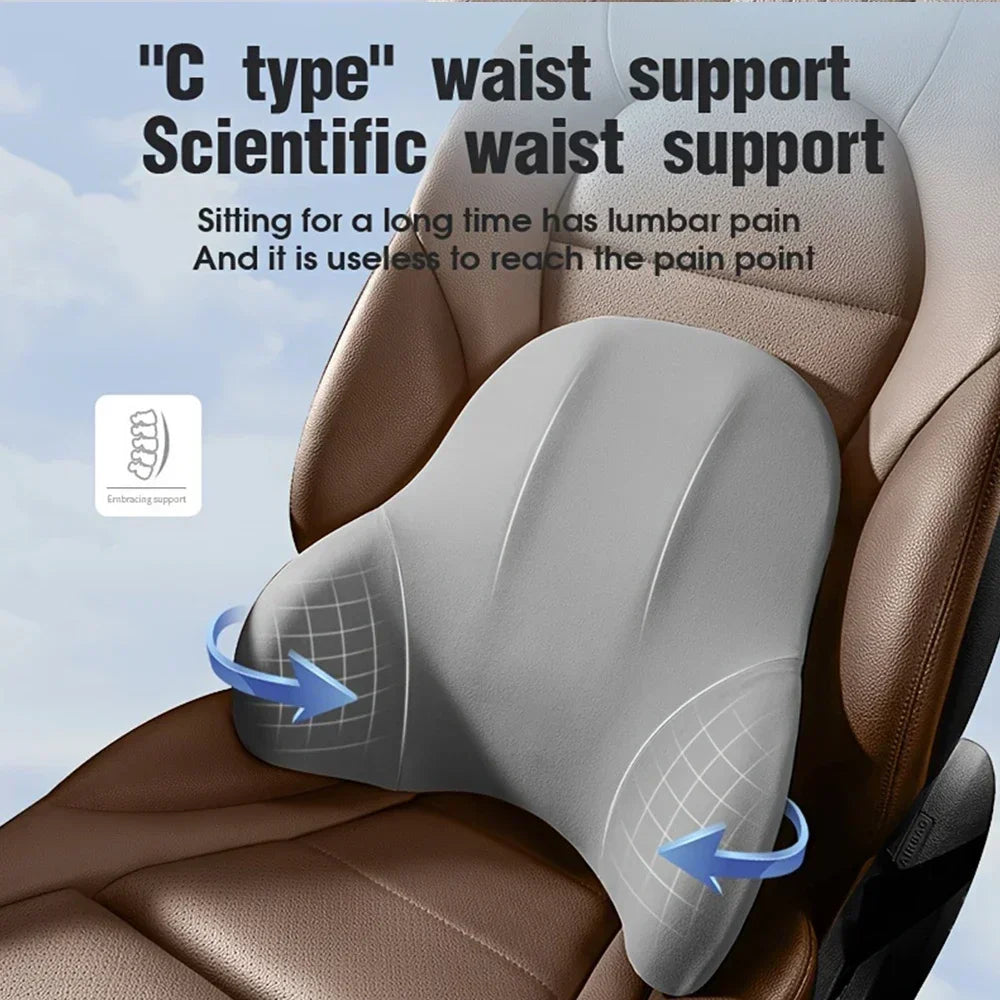 Memory Foam Car Headrest & Lumbar Support Set – Ergonomic Neck & Back Cushion