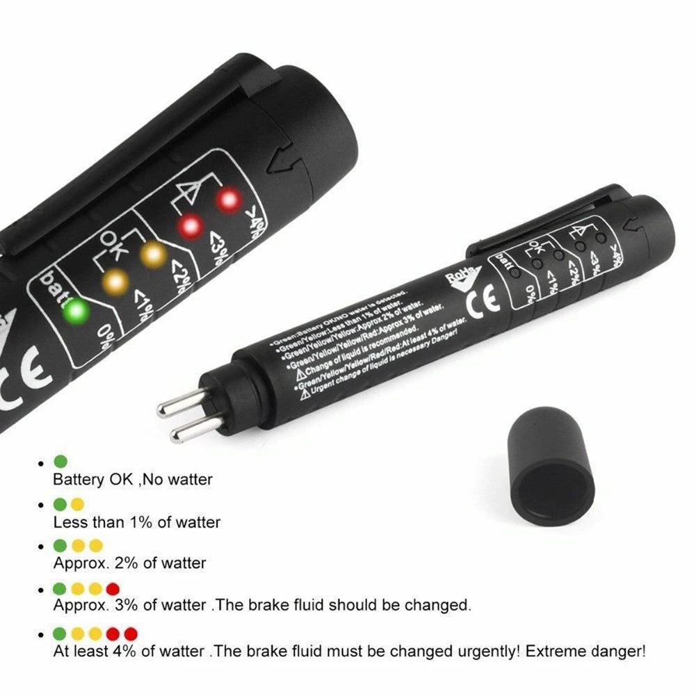 Digital Brake Fluid Tester – 5 LED Brake Fluid Quality Testing Tool