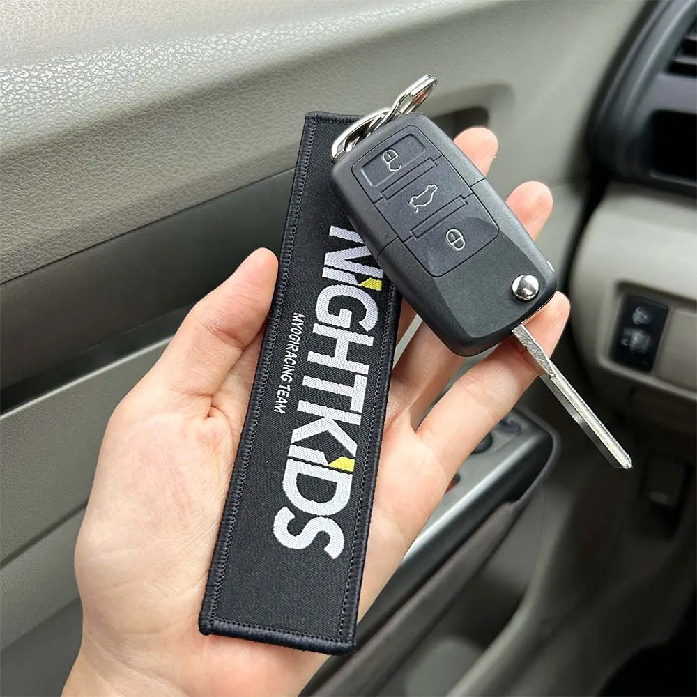 JDM Racing Style Embroidered Keychain – Nylon Woven Performance Key Ring