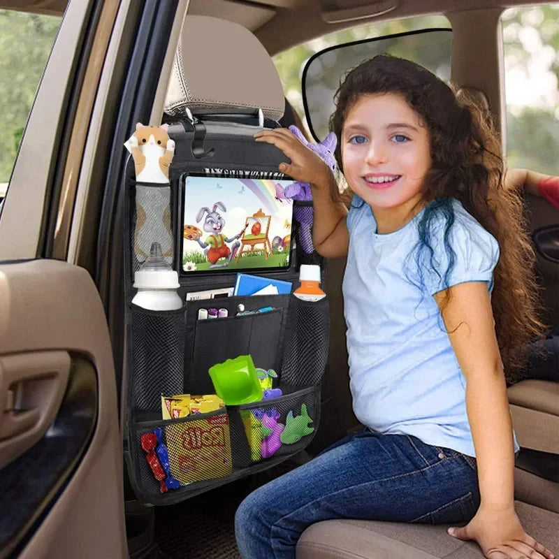 Car Back Seat Organizer with Tablet Holder – Multi-Pocket Storage & Seat Protector