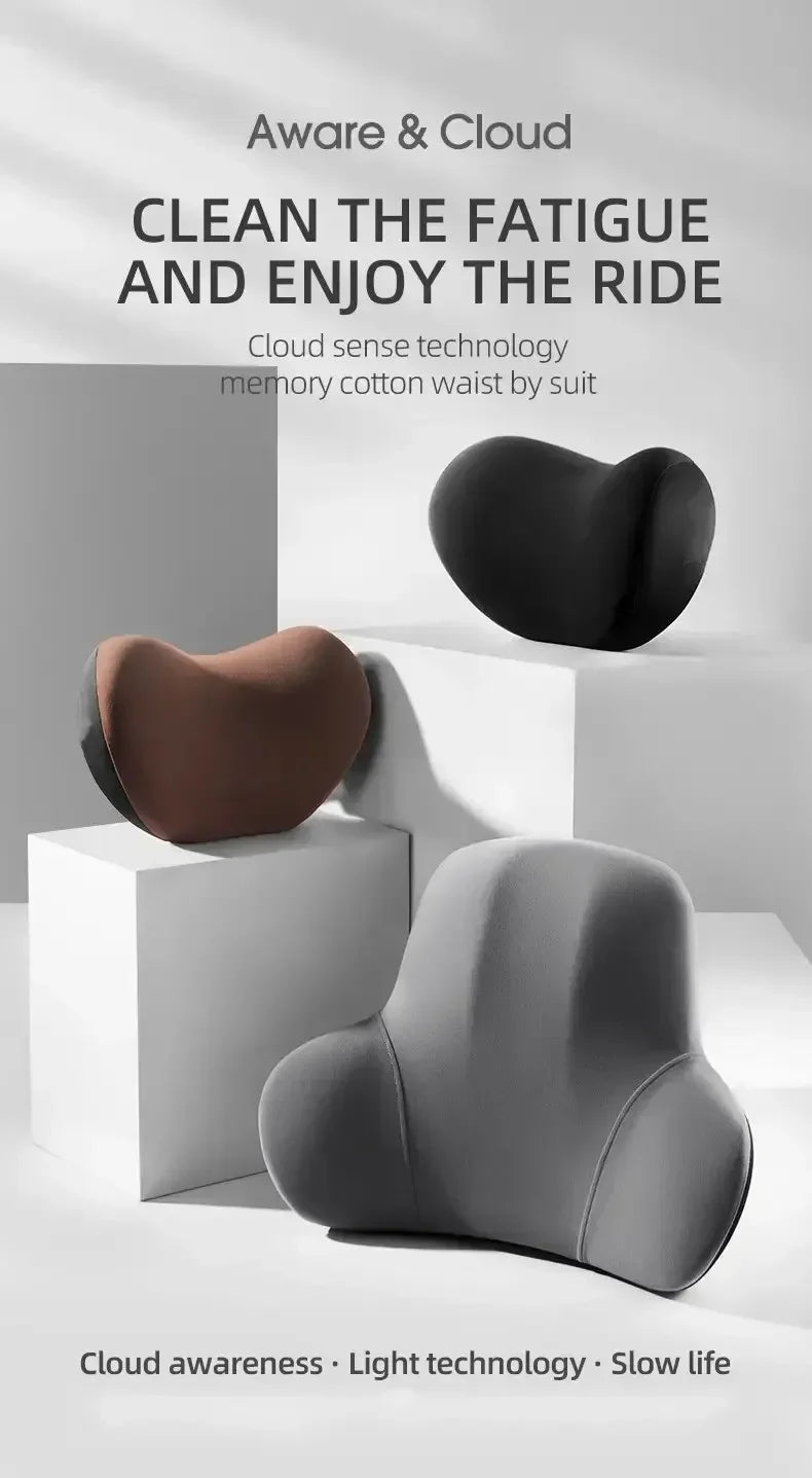 Memory Foam Car Headrest & Lumbar Support Set – Ergonomic Neck & Back Cushion