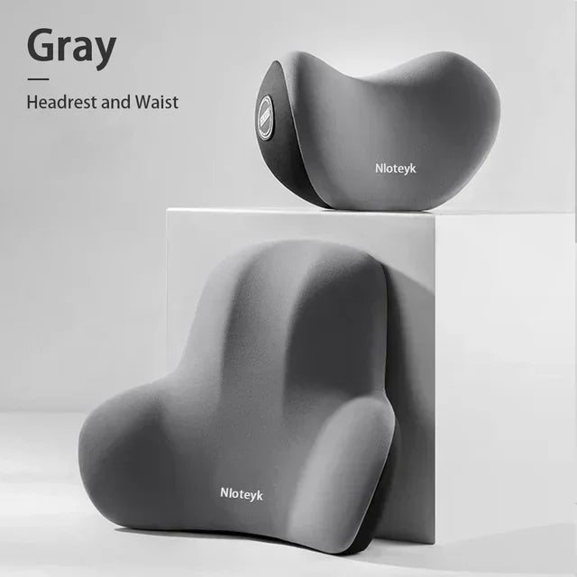 Memory Foam Car Headrest & Lumbar Support Set – Ergonomic Neck & Back Cushion