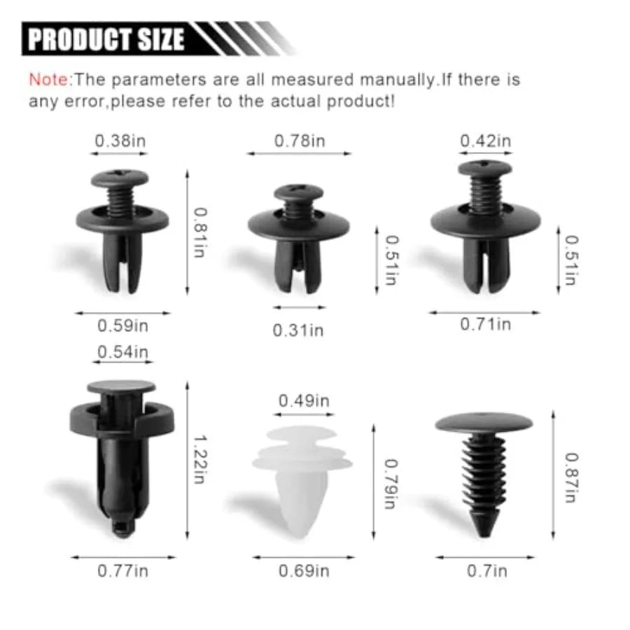 100-Piece Universal Car Trim Clip & Fastener Kit – Push Retainer Rivets for Bumpers, Panels & Interior Trim