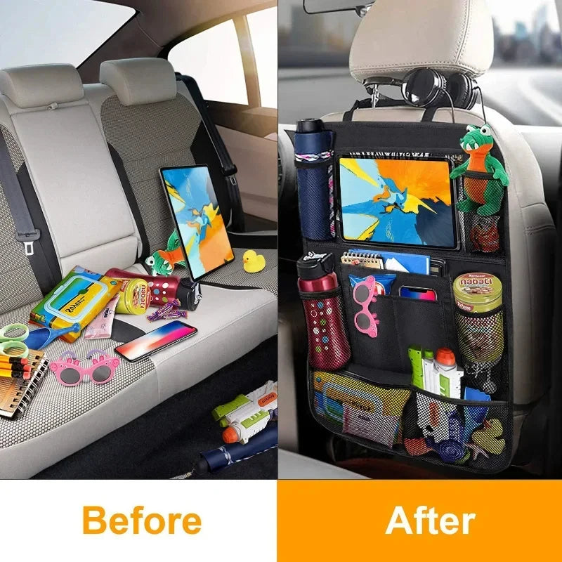 Car Back Seat Organizer with Tablet Holder – Multi-Pocket Storage & Seat Protector