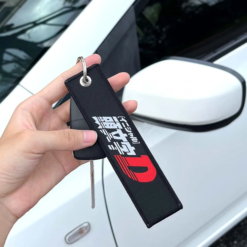 JDM Racing Style Embroidered Keychain – Nylon Woven Performance Key Ring