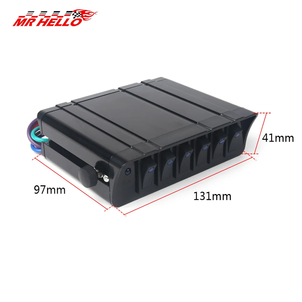 80A 6-Gang Rocker Switch Panel – 12V/24V Waterproof Toggle Controller for Cars, Boats, RVs &amp; Off-Road Vehicles
