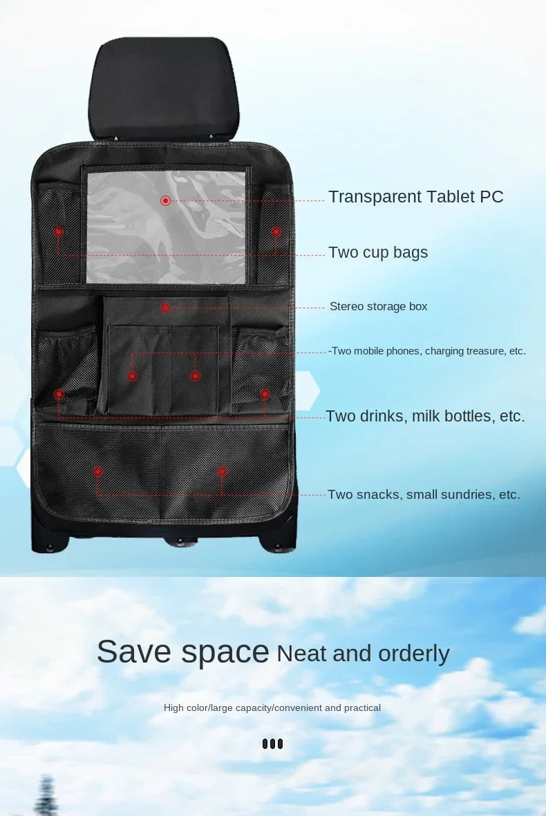 Car Back Seat Organizer with Tablet Holder – Multi-Pocket Storage & Seat Protector