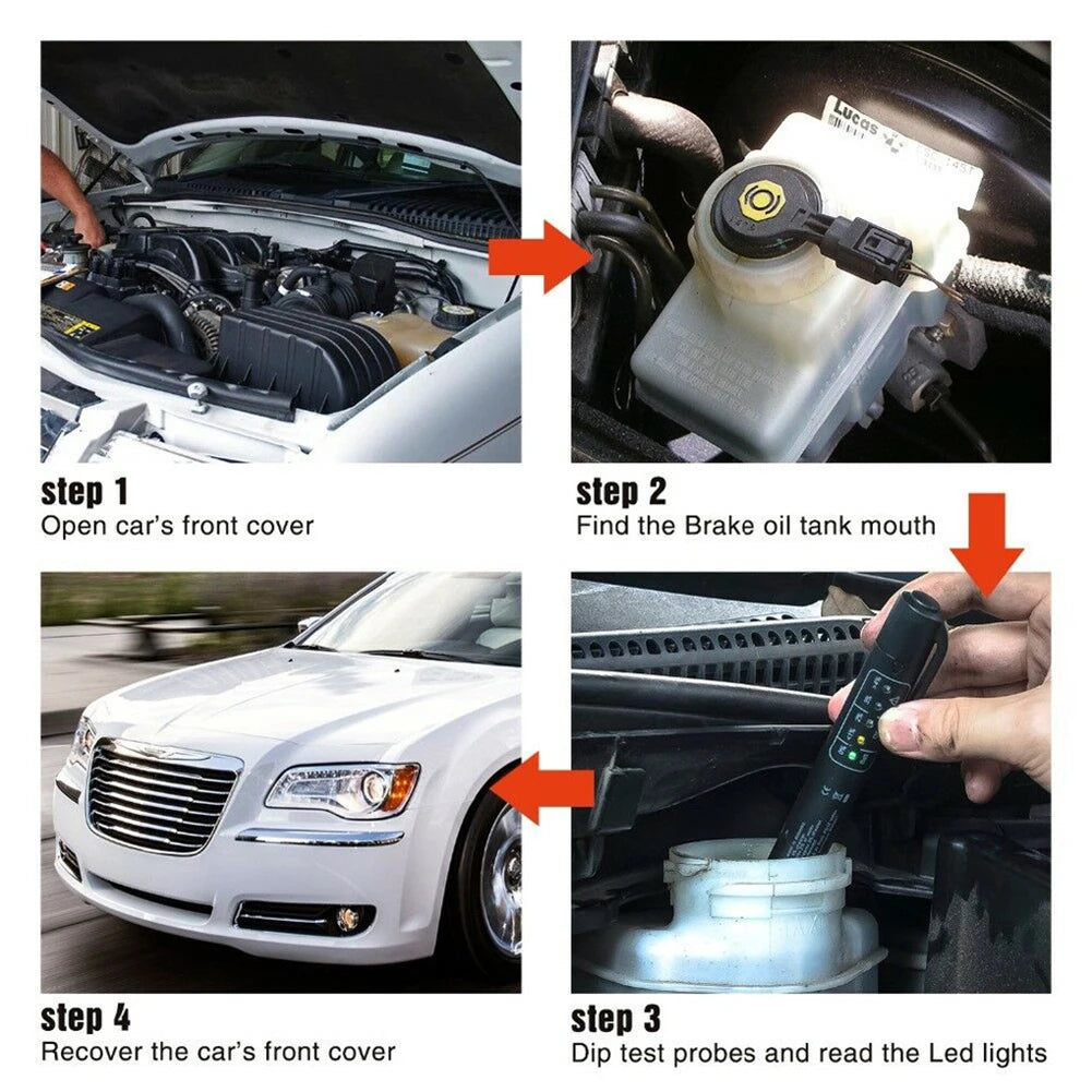 Digital Brake Fluid Tester – 5 LED Brake Fluid Quality Testing Tool