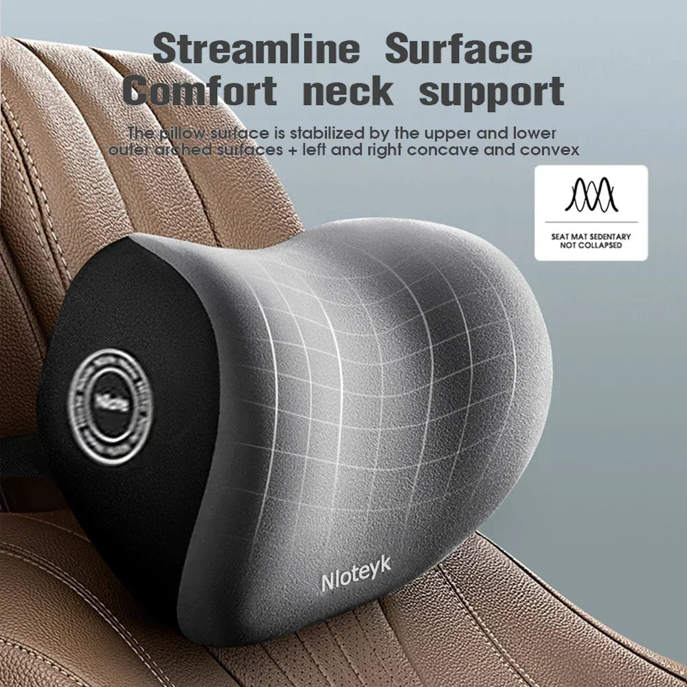 Memory Foam Car Headrest & Lumbar Support Set – Ergonomic Neck & Back Cushion