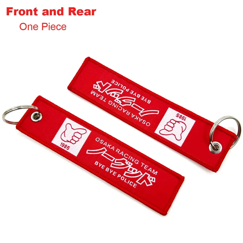 JDM Racing Style Embroidered Keychain – Nylon Woven Performance Key Ring