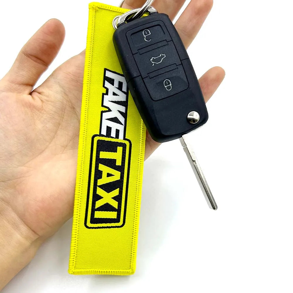 JDM Racing Style Embroidered Keychain – Nylon Woven Performance Key Ring