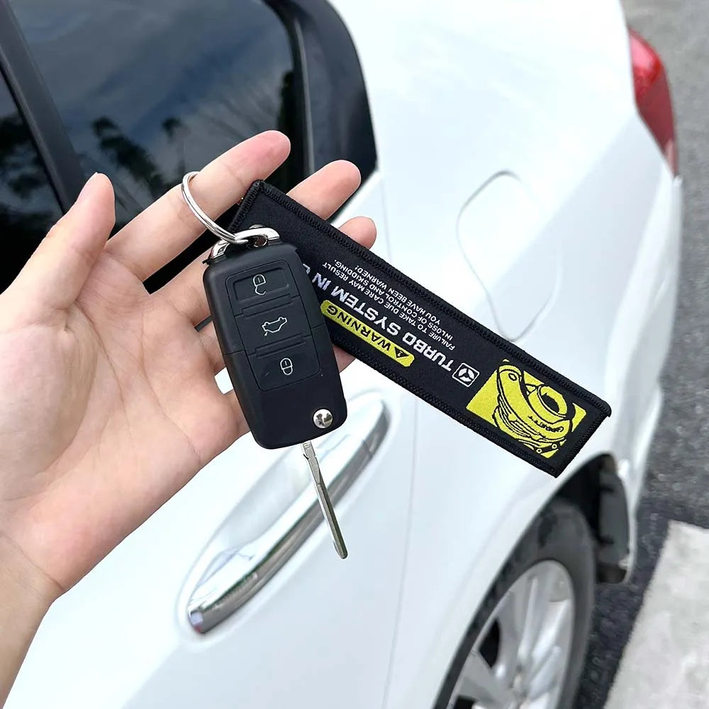 JDM Racing Style Embroidered Keychain – Nylon Woven Performance Key Ring