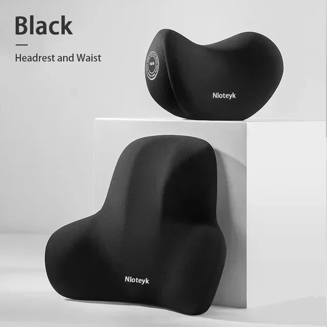 Memory Foam Car Headrest & Lumbar Support Set – Ergonomic Neck & Back Cushion