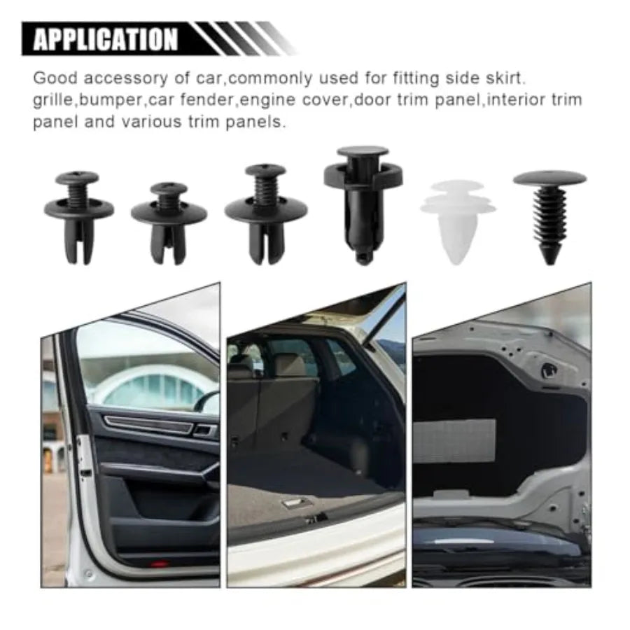 100-Piece Universal Car Trim Clip & Fastener Kit – Push Retainer Rivets for Bumpers, Panels & Interior Trim