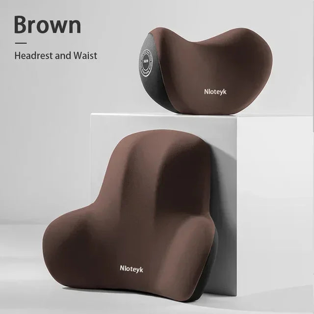 Memory Foam Car Headrest & Lumbar Support Set – Ergonomic Neck & Back Cushion