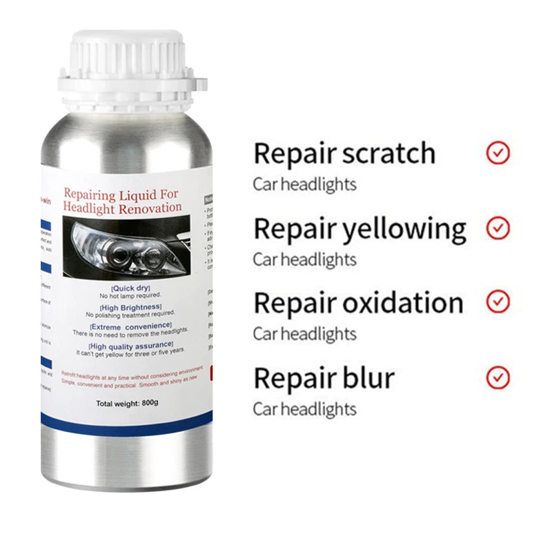 800ML Headlight Restoration Fluid – Professional Headlight Polishing &amp; Renewal Solution