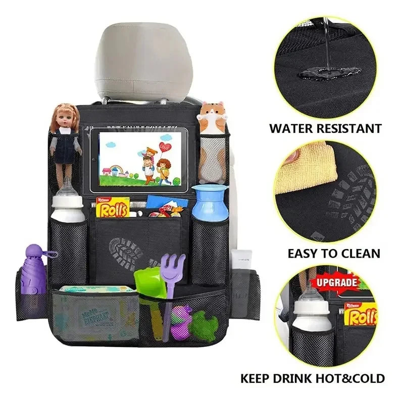 Car Back Seat Organizer with Tablet Holder – Multi-Pocket Storage & Seat Protector